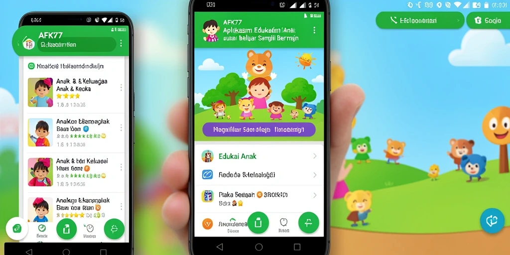 Antarmuka aplikasi AFK77 yang menarik dan edukatif untuk anak.